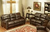Abbyson Living Cambridge 2 piece set Leather Pushback Reclining Sofa and Loveseat