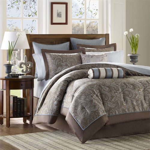 Madison Park Aubrey 12 Piece Complete Bed Set - Blue - Cal King Madison Park Aubrey 12 Piece Complete Bed Set - Blue - Cal King