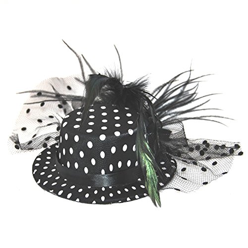 Polka Dot 5" Mini Hat - Black