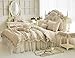 LELVA Shabby Ruffle Duvet Cover Set Queen Cotton Chic Wrinkle Girls Bedding Khaki 4 Piece Romantic Lace Design Bed Skirt
