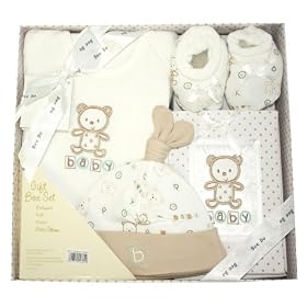 Beige/Cream Teddy Bear Design Onesie Vest Bodysuit, Booties, Hat & Photograph Album Baby's 4 Pce Gift Set (0-3 Months)