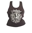 Lucky 13 Goth King Beater Shirt Crowned Skull Crossbones design Ladies Beater Shirt
