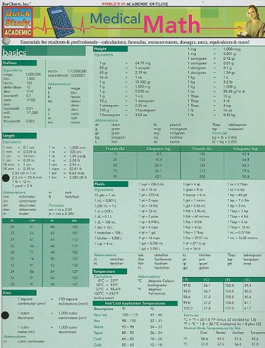 Medical Math (Laminated Reference Guide; Quick Study Academic)