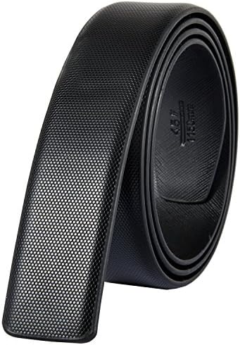 Katusis New Mens Black Belt Fashion Business Casual Style Genuine Leather No Buckle 3.3cm Width (1)
