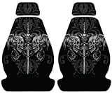 Seat Cover Low Back - Lethal Threat - Dual Winged Skull & Sword - Pair