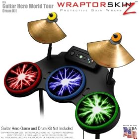 Lightning Colors Skin by WraptorSkinz fits Guitar Hero 4 World Tour Drum Set for Nintendo Wii, XBOX 360, PS2 & PS3 (DRUMS NOT INCLUDED)