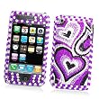 Apple iPhone 3G & 3GS Snap-on Protector Hard Case Rhinestone Cover "Bling Bling Purple Love" Design