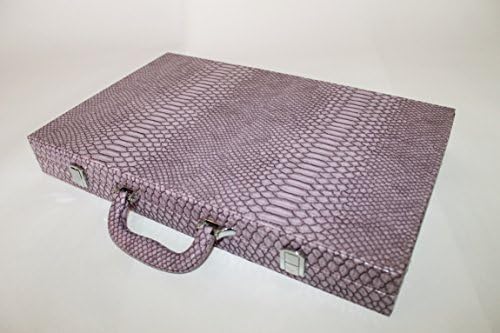 18" Luxury Crocodile Backgammon Set Purple with Velvet Inlay