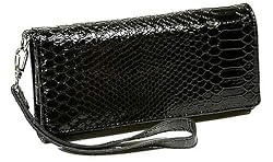 Wristlet Purse Clutch Organizer Wallet Croc Style and Snake Embossed Choice of Colors Black Leopard Burgundy Green