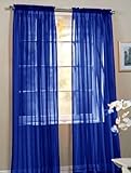 Elegant Comfort&reg; 2 Piece Solid Sheer 60" x 84" Window Curtains/drape/panels/treatment, Royal Blue