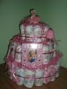 Extra large baby girl 3 layer diaper cake - Comes Decoratively Wrapped Making it a Great Gift or Shower Centerpiece - Other Gift Options Also Available