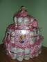 Extra large baby girl 3 layer diaper cake - Comes Decoratively Wrapped Making it a Great Gift or Shower Centerpiece - Other Gift Options Also Available