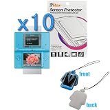 GTMax 10 x Clear LCD Screen Protector Film Guard (20 Pieces) for DSI / NDSi + LCD PVC Mobile Cleaner