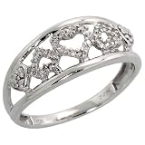 10K White Gold Multi Heart Love Ring, w/ 0.10 Carat Brilliant Cut Diamonds, 5/16 in. (8mm) wide