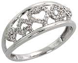 10K White Gold Multi Heart Love Ring, w/ 0.10 Carat Brilliant Cut Diamonds, 5/16 in. (8mm) wide