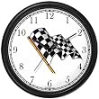 Checker or Checkered Flag - Auto Racing Theme Wall Clock by WatchBuddy Timepieces (Black Frame)