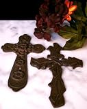 Set of 2 Rust Ornate Cast Iron Crosses