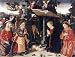 15cm x 10cm Postcard Art ANTONIAZZO ROMANO Nativity With St Lawrence And Andrew