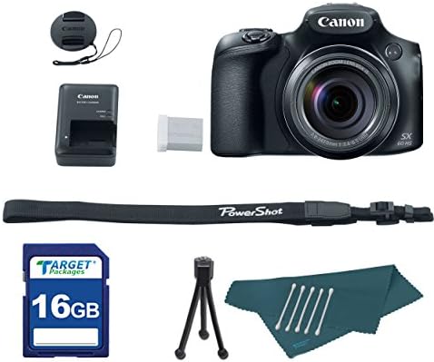 Canon PowerShot SX60 HS Digital Camera + 16GB SD Memory Card + Mini Tripod and Cleaning Cloth