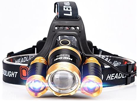 YoFier Led Headlamp HighPower Zoom Headlamp Rechargeable Headlamp Outdoor Riding, Camping, Fishing Headlights (Gold)