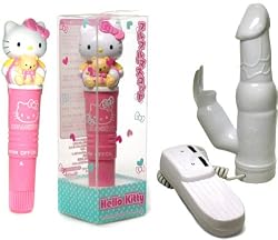 Hello Kitty Pink Pocket Rocket Vibrator and White Jack Rabbit Vibrator Adult Sex Toy Kit
