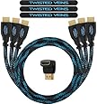 Twisted Veins Three (3) Pack of (3 ft) High Speed HDMI Cables + Right Angle Adapter and Velcro Cable Ties (Latest Version Supports Ethernet, 3D, and Audio Return)