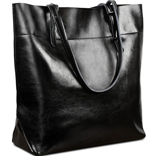 YALUXE Women's Casual Style Genuine Leather Tote Shoulder Bag