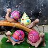 Set Of Four Bright Coloured Resin Snail Garden Ornaments