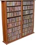 Regular Double Media Storage Tower, 50"H x 52"W x 9-1/2"D (CHERRY)