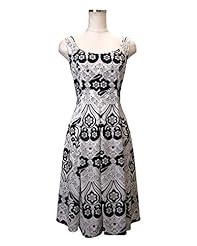 General Print Flared-Skirt Round Neck Polyester Stretchy  Dress