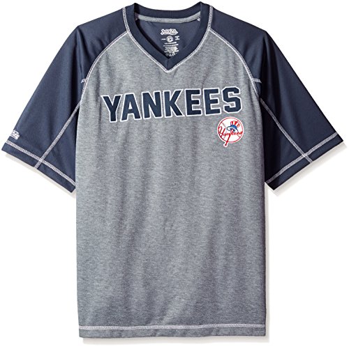 MLB New York Yankees Men's Fine Gauge Mesh V-Neck Raglan Shirt