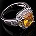 Yazilind Women's Ring with Emerald Cut Big Stone Canary Yellow White Cubic Zirconia CZ US Size 8