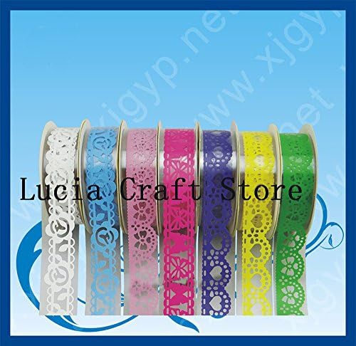 7pcs 1.8cm*1m Mixed Colors Lace Tape Decoration Roll DIY Decorative Sticky Masking Tape Self Adhesive Scrapbook Tape