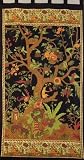 Tree of Life Tab Top Curtain-Drape-Door Panel-Black Cream