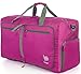 Bago Foldable Duffel Bags for Traveling Women & Men - 60L Medium Packable Duffle Bag for Travel with Shoe Compartment - Water Repellant, Heavy Duty, Lightweight Folding & Collapsible (Pink)