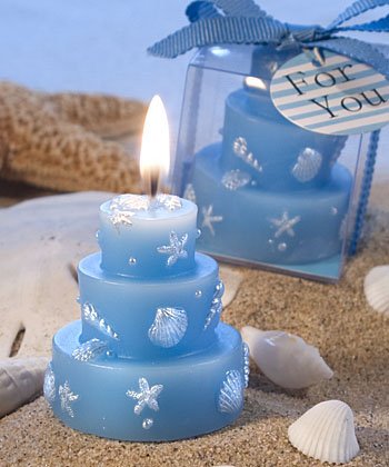 Beach Themed Wedding Cake Candle Favors