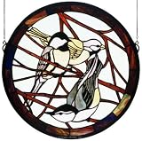Birds Tiffany Stained Glass Window Panel 18 Inches W