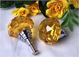 LARGE Amber Solid Crystal Glass Drawer/Door Pull