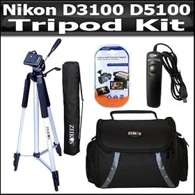 Tripod Bundle Kit For Nikon D3100 D5100 Digital SLR Camera Includes 57 Inch Pro Tripod + Remote Shutter Release + Deluxe Carrying Case + 3 Pack LCD Screen Protectors