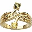 14K Yellow Gold Peridot and Citrine Ring