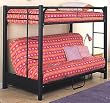 Black Text 3" T/Futon Bunk with futon sofa: 80-1/2" x 43" x 65-3/8"H, with futon bed: 80-1/2" x 54-1/4" x 65-3/8"H