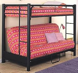 Black Text 3" T/Futon Bunk with futon sofa: 80-1/2" x 43" x 65-3/8"H, with futon bed: 80-1/2" x 54-1/4" x 65-3/8"H