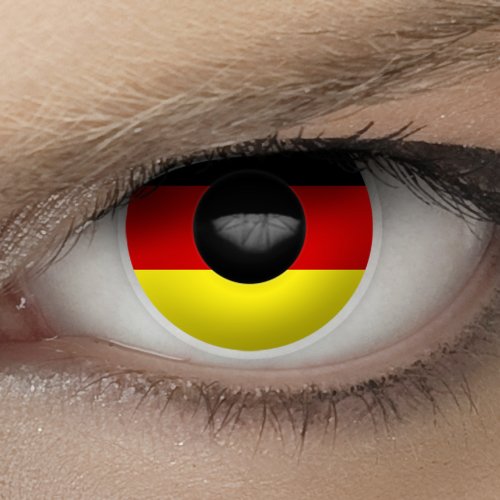 Hochwertige Fan Kontaktlinsen, Fußball WM 2014 in Brasilien, Motiv Flagge “Deutschland” (inkl. gratis Linsenbehälter)