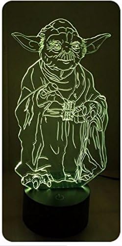 AAAGreatest Gift: 7 Colors 3D Optical Illusion Glow LED Bedroom Night Stand Visualization for Home Decor - Master Yoda Star Wars