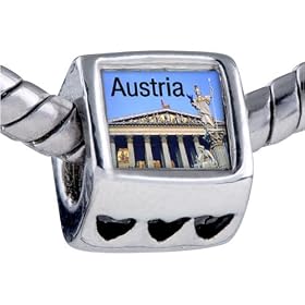 Pandora Style Bead Travel-Parliament Building Austria Photo Heart European Charm Beads Fits Pandora Bracelet