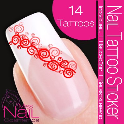 Nail Tattoo Sticker Ranke / Ornament - rot Preisvergleich