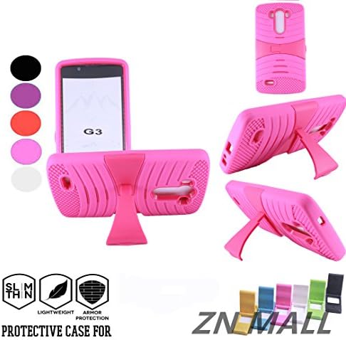 LG G3 Case,Premium Shock-Absorbing Anti-Scratch Soft Rubber Skin TPU Hard Case,Durable Bumper Dual Layer Hybrid Armor Case with Kickstand for LG G3 (Rose)