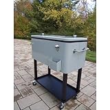 Oakland Living Steel 80qt Patio Cooler with Cart Metallic Silver