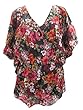 Sheer Poncho Kaftan Multicolor Floral Printed Tops