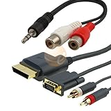 Premium VGA Cable w/ Digital Optical Audio Port + 3.5mm Stereo to 2 RCA M/F Cable for Xbox 360